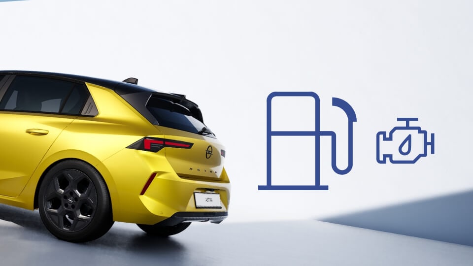 Rear side view of the Opel Astra in yellow