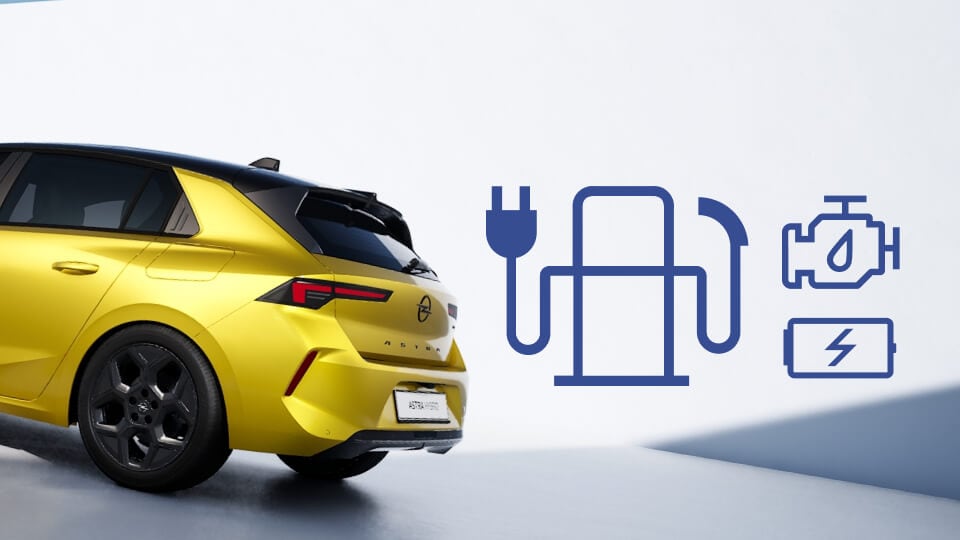 Rear side view of the Opel Astra in yellow