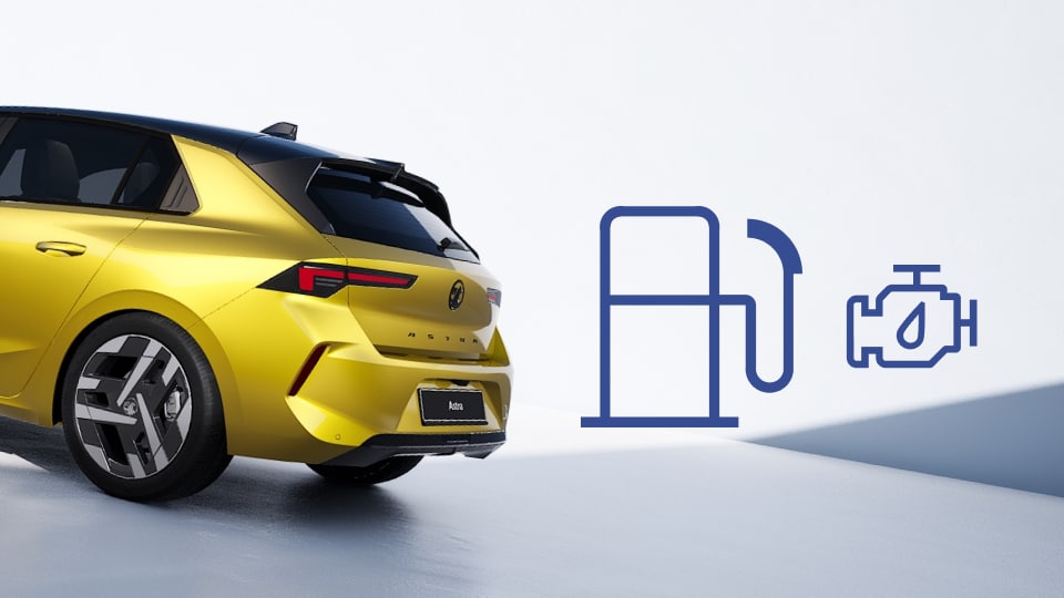 Rear side view of the Vauxhall Astra in yellow