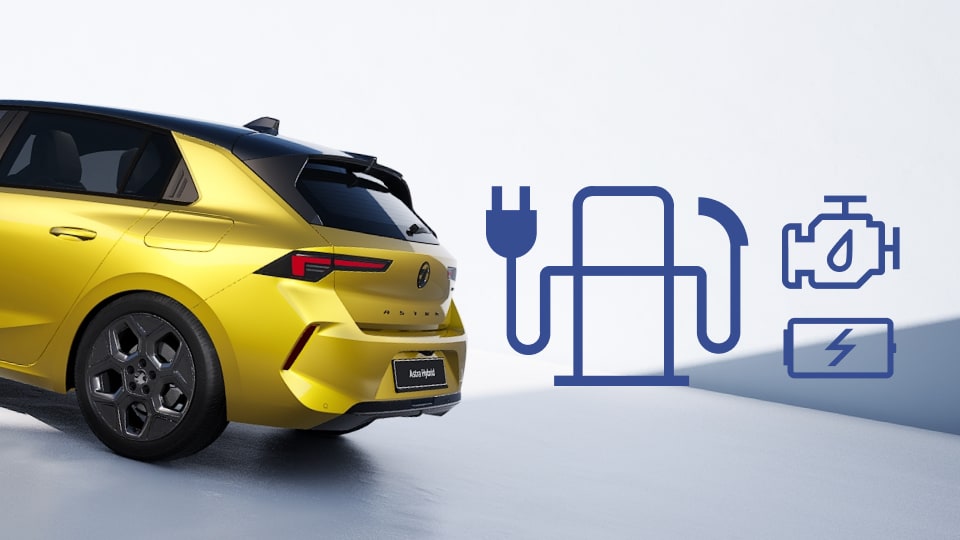 Rear side view of the Vauxhall Astra in yellow